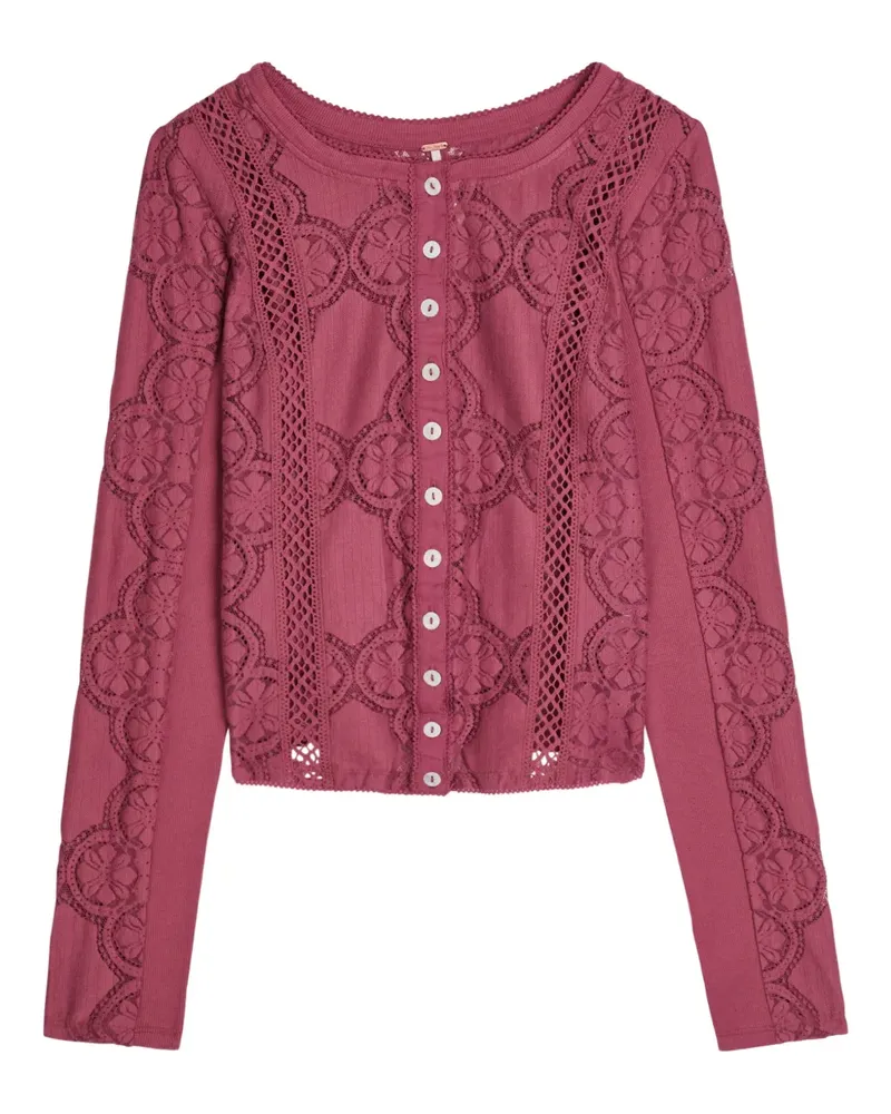 Free People floral-lace button-up cardigan - Rot Rot