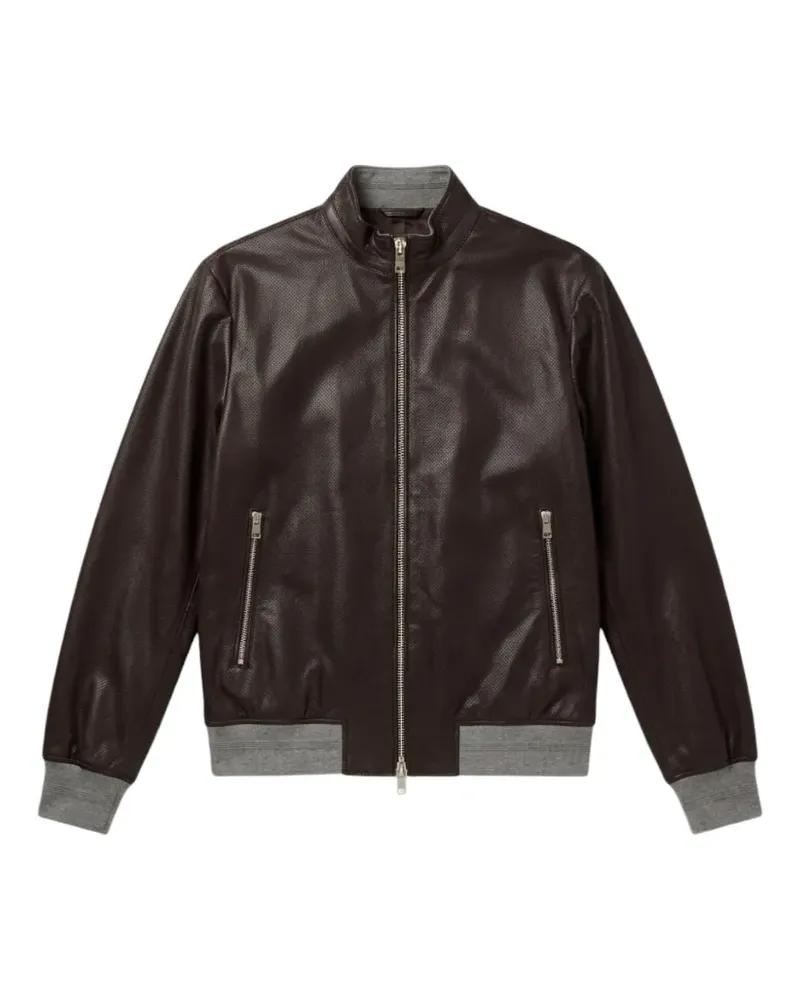 Liu Jo perforated-leather bomber jacket - Braun Braun