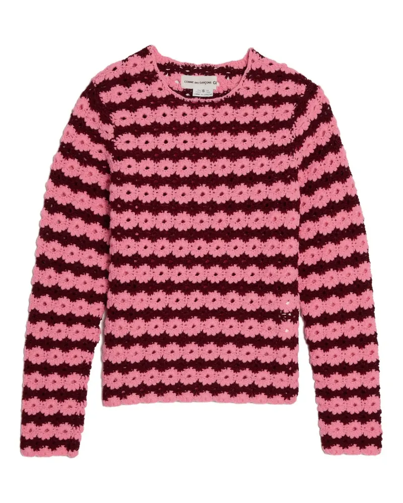 Comme des Garçons crochet-stripe top - Rosa Rosa