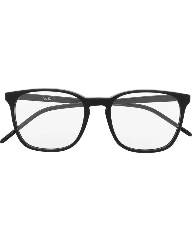 Ray Ban Eckige Brille mit Glanzoptik - Schwarz Schwarz