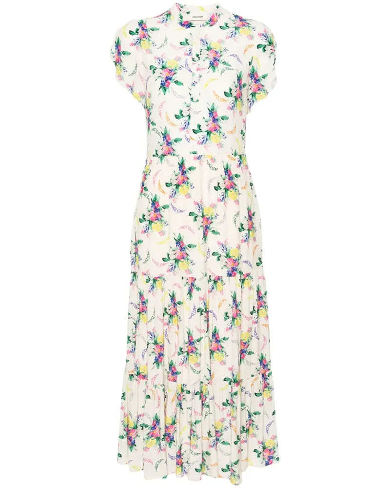 Zadig & Voltaire Razy Soft Bouquet Maxikleid - Nude Nude