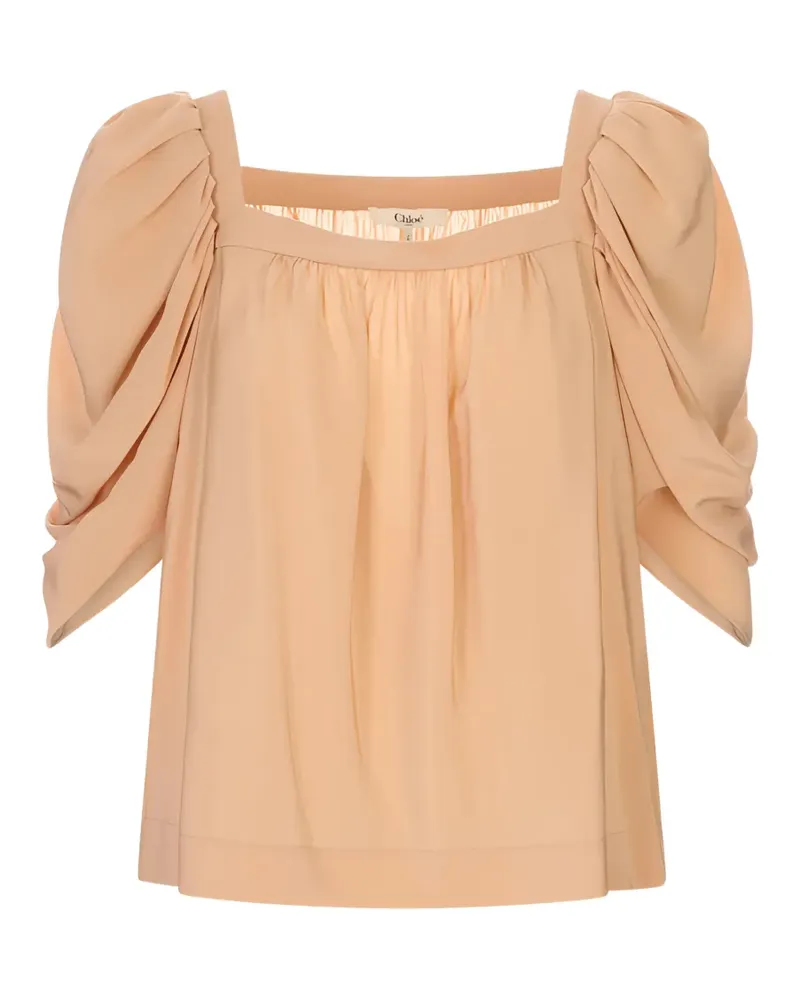 Chloé gathered puff-sleeve blouse - Nude Nude