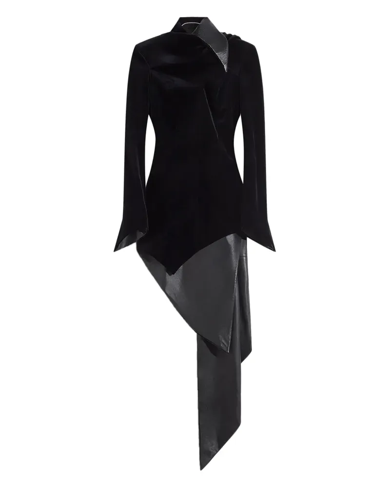 Thierry Mugler Asymmetrisches Samtkleid - Schwarz Schwarz