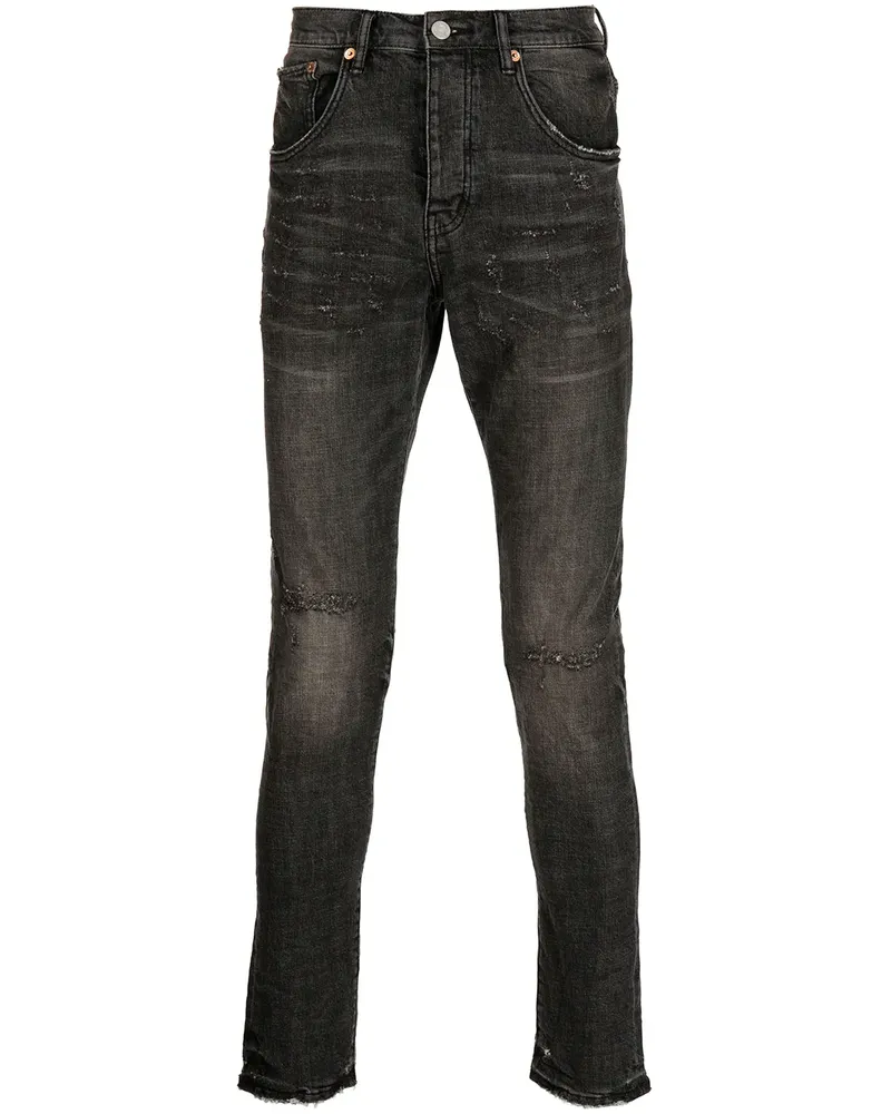 PURPLE BRAND Halbhohe Skinny-Jeans - Schwarz Schwarz