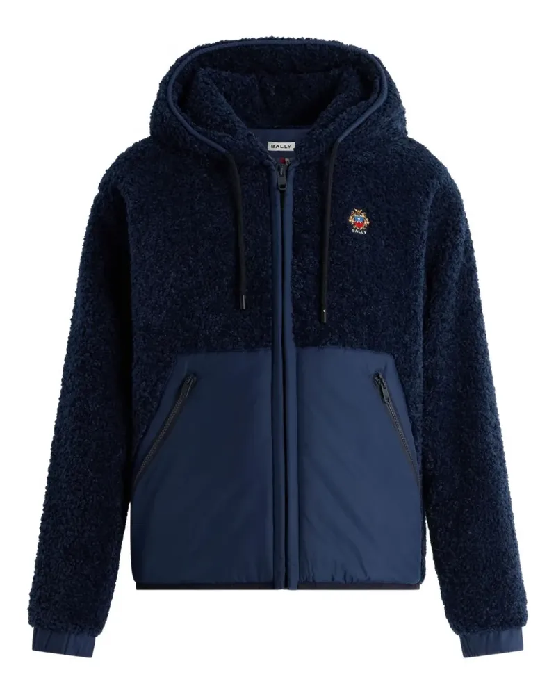 Bally embroidered fleece hooded jacket - Blau Blau