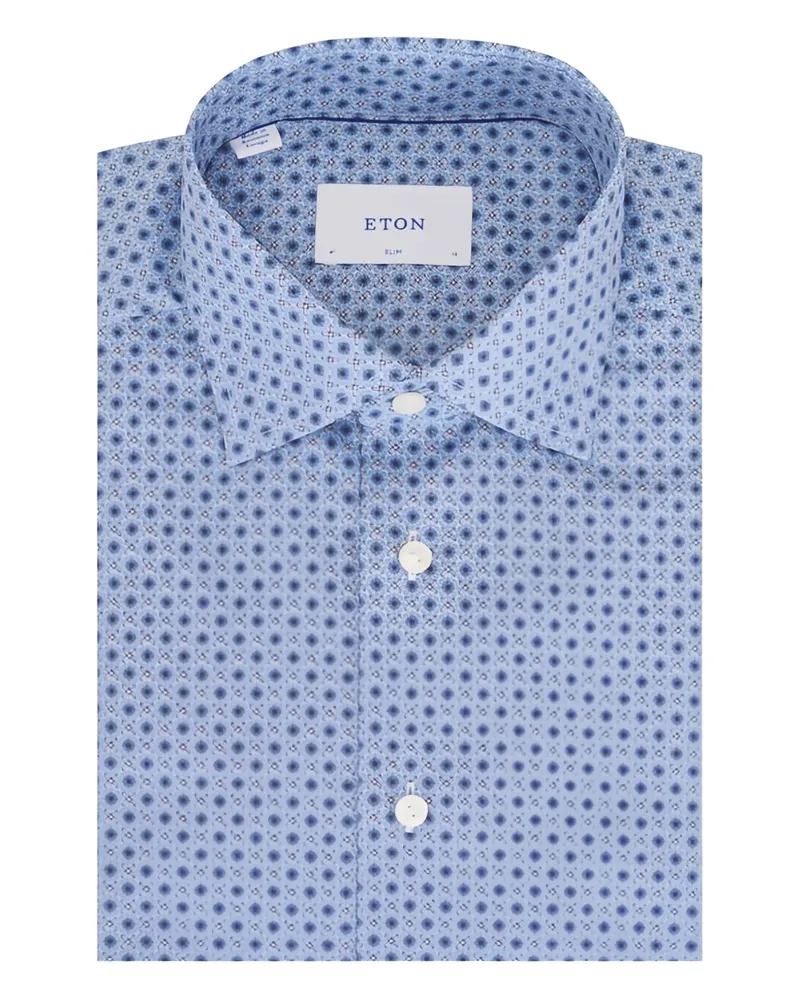 Eton Hemd mit Blumen-Print - Blau Blau