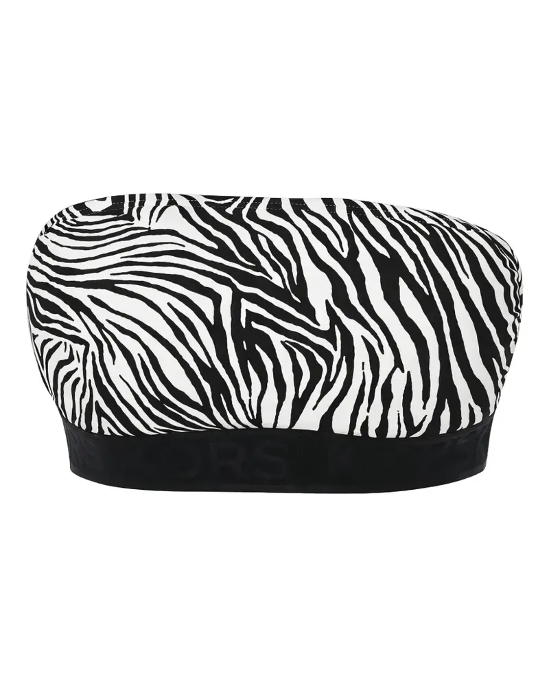 Michael Kors Bandeau zipped-back zebra-print bikini top - Weiß Weiß