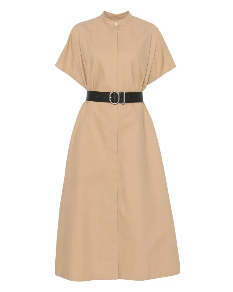 Jil Sander Midikleid mit Gürtel - Braun Braun