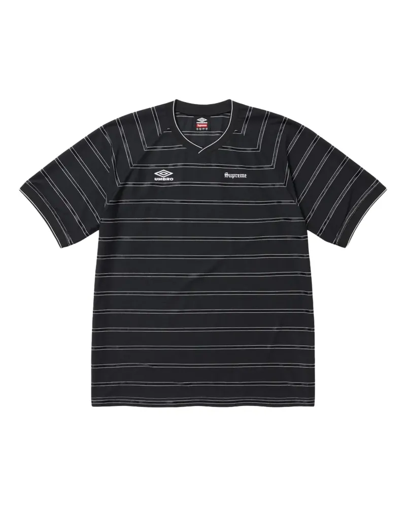 Supreme Being x Umbro® gestreifter "SS 25 - Black" Fußballtrikot - Schwarz Schwarz