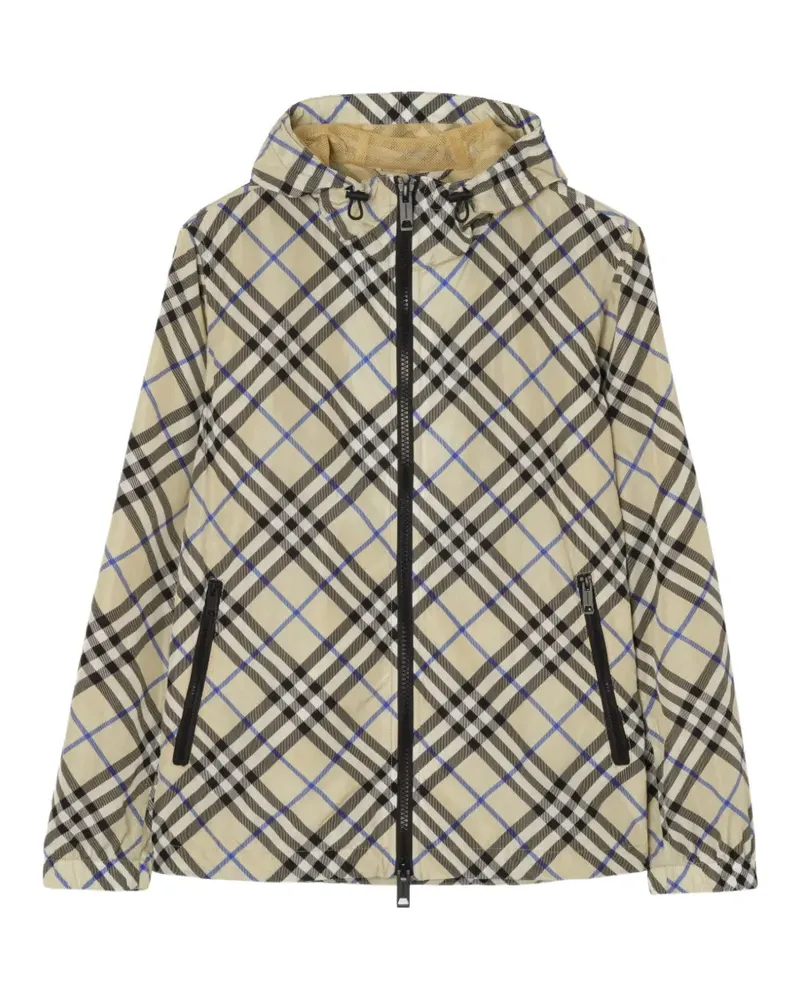 Burberry Check Kapuzenjacke aus Nylon - Nude Nude