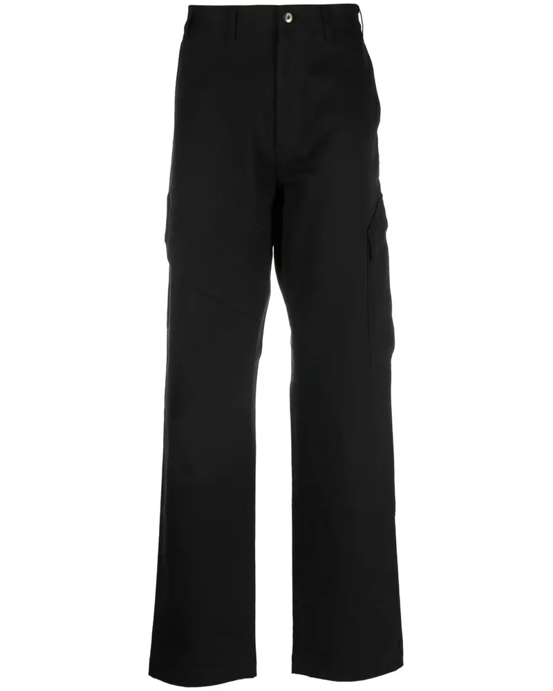 Moncler Gerade Hose mit Logo-Patch - Schwarz Schwarz