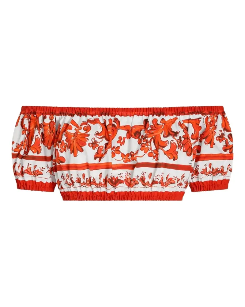 Dolce & Gabbana Popeline-Top mit Majolica-Print - Weiß Weiß