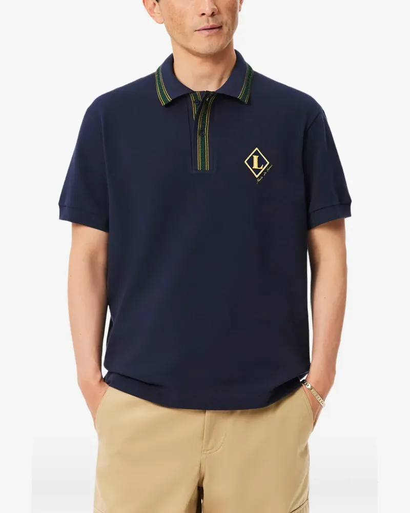 Lacoste logo-patch striped-trim polo shirt - Blau Blau