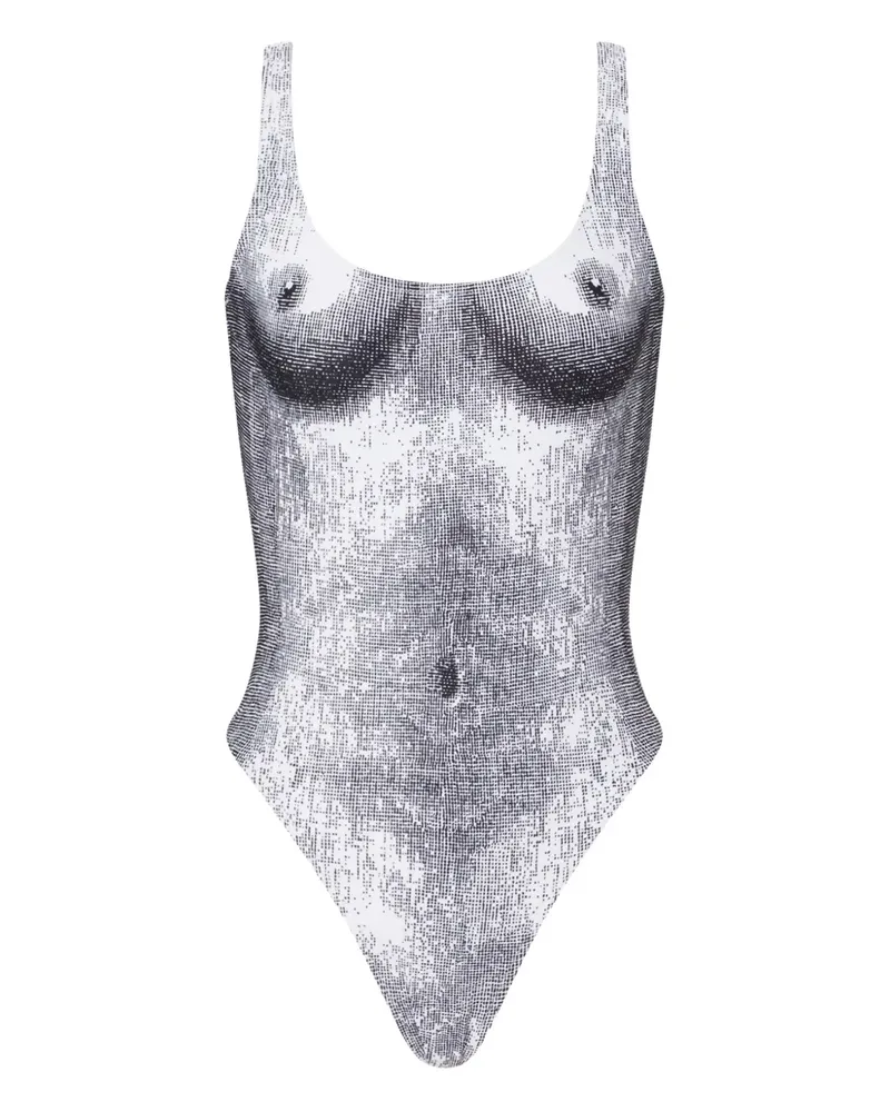 Moschino Badeanzug mit Print - Weiß Weiß