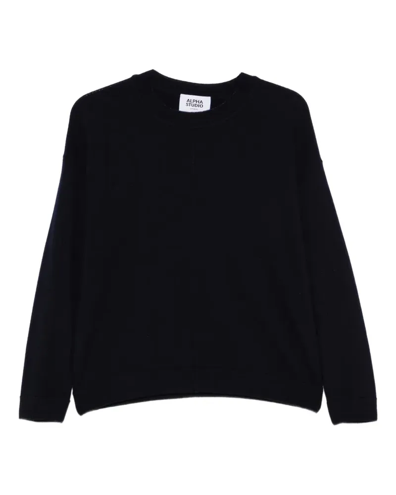 Alpha Studio Pullover mit sichtbaren Nähten und überschnittenen Schultern - Schwarz Schwarz