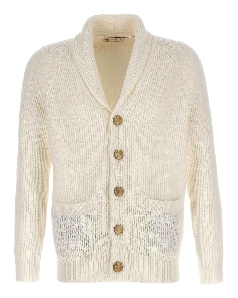 Brunello Cucinelli shawl-collar ribbed cardigan - Nude Nude