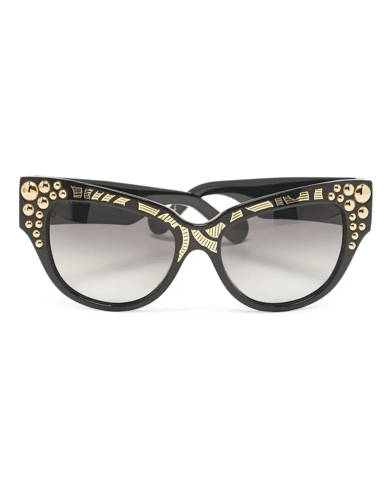 Anna-Karin Karlsson 2010s Cat-Eye-Brille mit goldfarbenem Detail - Schwarz Schwarz