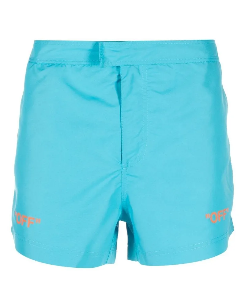 OFF-WHITE Badeshorts mit Logo-Print - Blau Blau