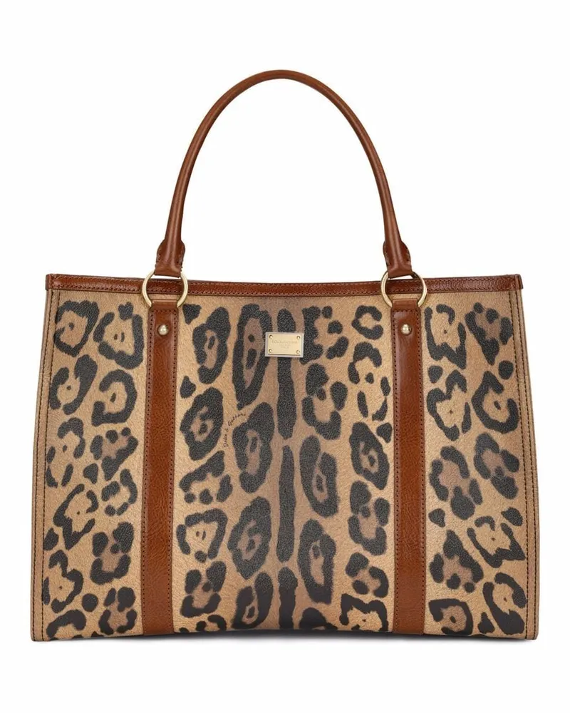 Dolce & Gabbana Crespo Shopper mit Leoparden-Print - Braun Braun