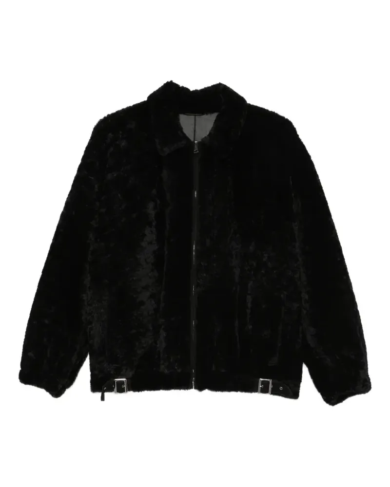 Simonetta Ravizza Strappy Pelzjacke mit Schnalle - Schwarz Schwarz