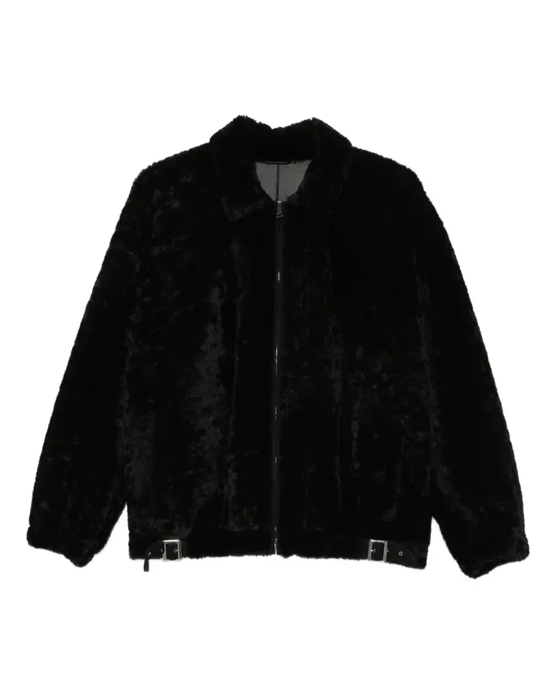 Simonetta Ravizza Strappy buckle-detail fur jacket - Schwarz Schwarz
