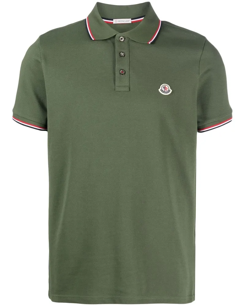 Moncler Poloshirt mit Logo-Patch - Grün Grün
