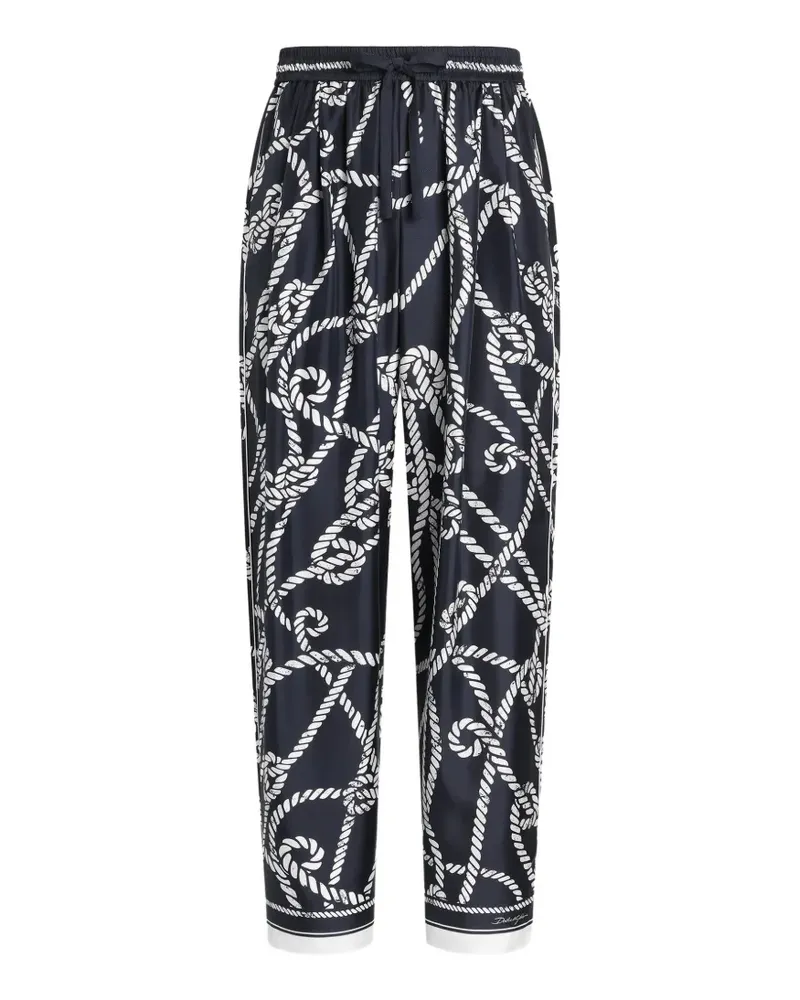 Dolce & Gabbana Vanity Hose aus Seidentwill mit Marina-Print - Blau Blau