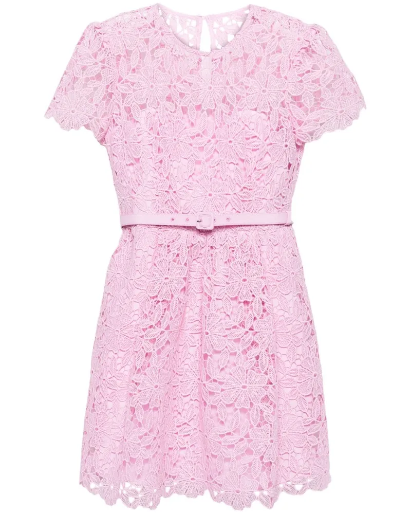 Self-Portrait Gürtel-Minikleid aus Guipure-Spitze - Rosa Rosa