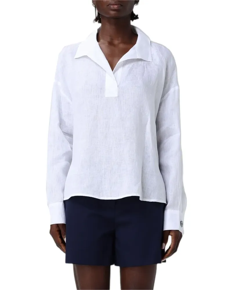Emporio Armani Langärmelige Leinenbluse - Weiß Weiß