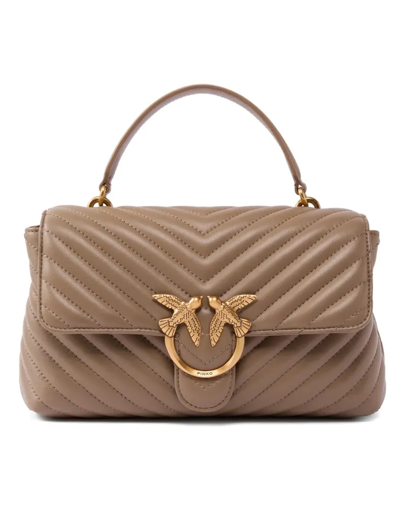 Pinko Love Birds Tote Bag mit Chevron-Steppung - Braun Braun
