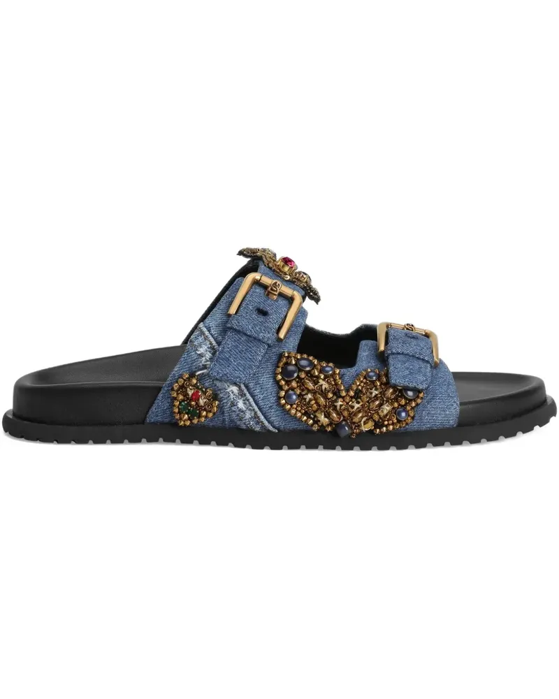 Dolce & Gabbana Pantoletten mit Perlen - Blau Blau