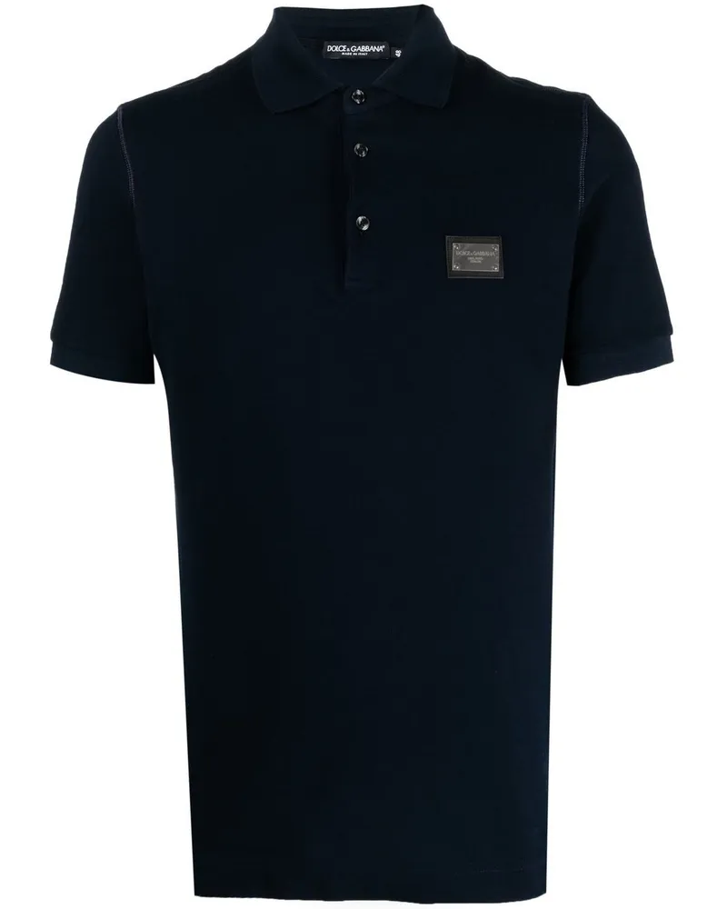 Dolce & Gabbana DG Essentials Poloshirt aus Pikee - Blau Blau