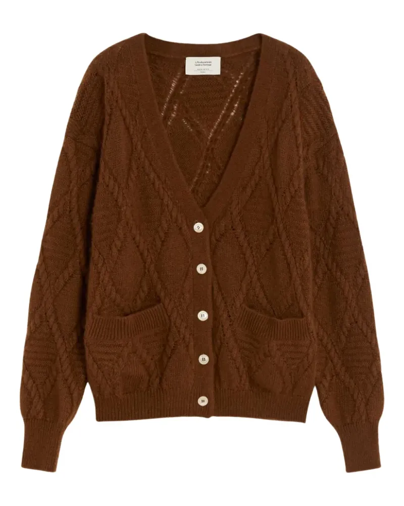 Max Mara Zopfmuster-Cardigan mit Rautenmuster - Braun Braun