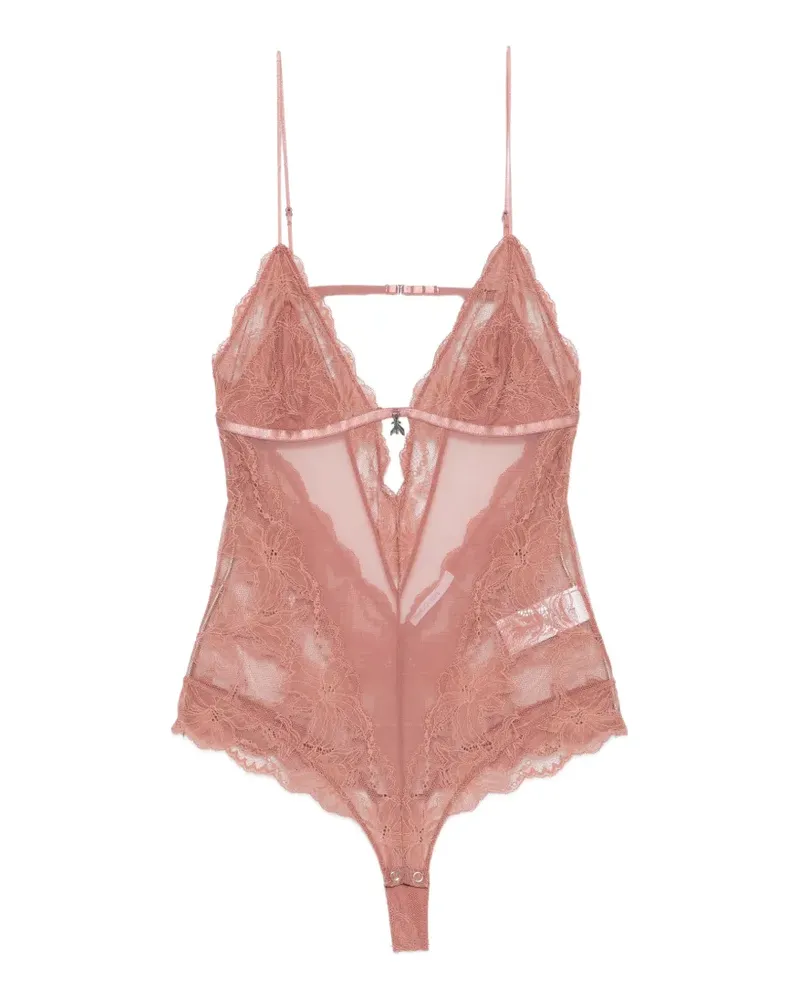 Patrizia Pepe lace-panelled mesh bodysuit - Rosa Rosa