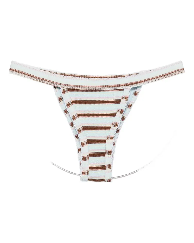 Frankies Bikinis stripe-pattern bikini bottoms - Blau Blau