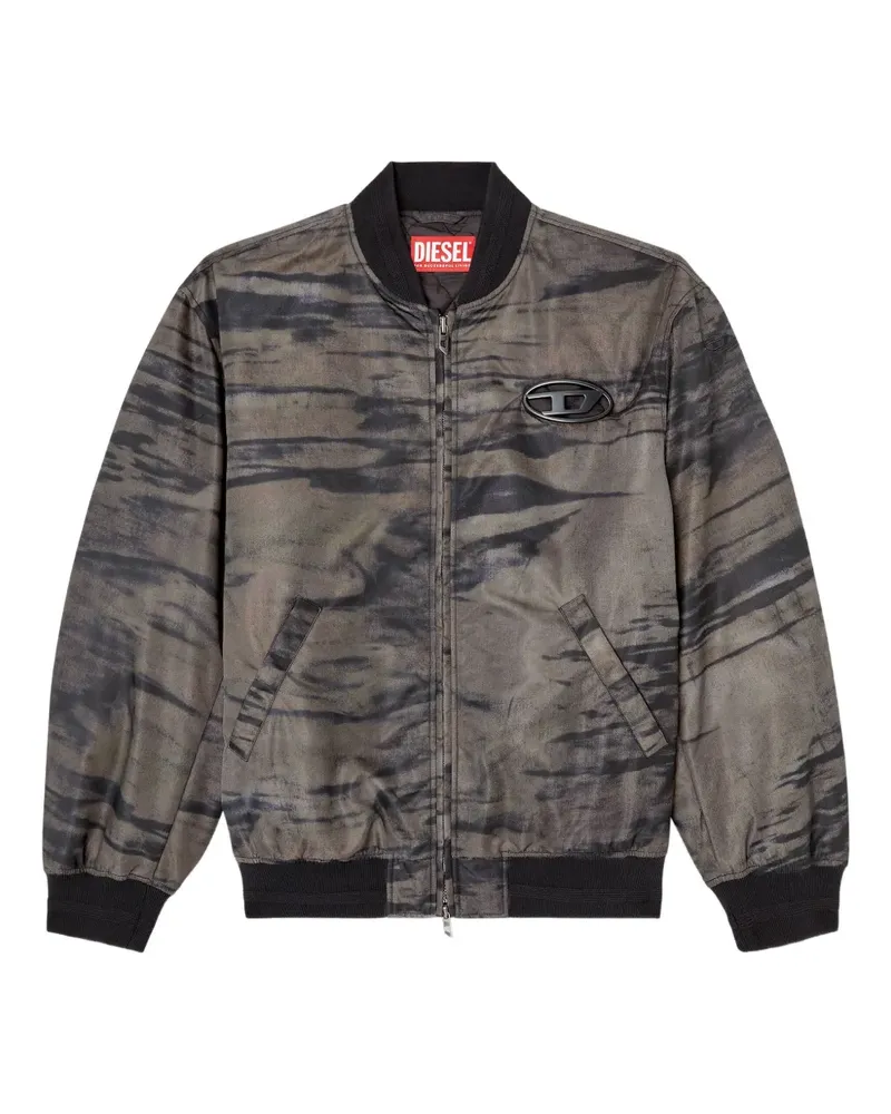 Diesel Bomberjacke mit abstraktem Print - Grau Grau