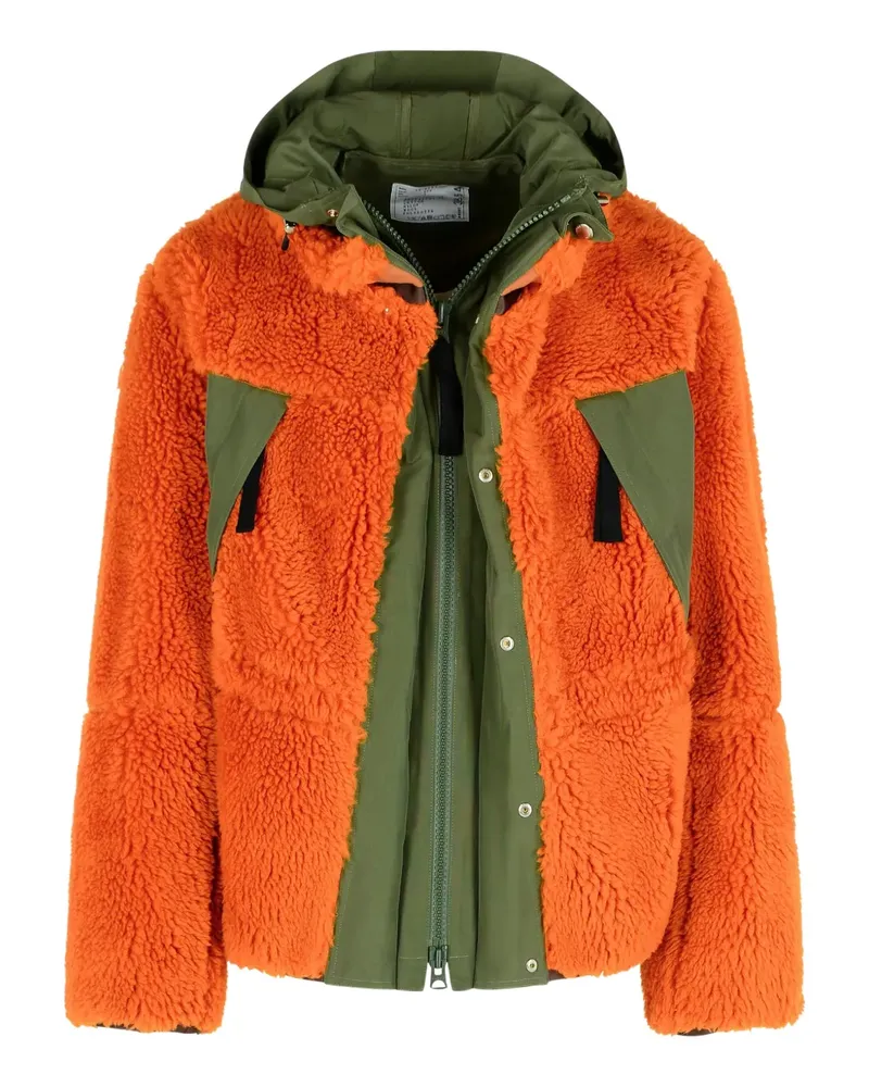 Sacai Sherpa-Jacke mit Kapuze - Orange Orange