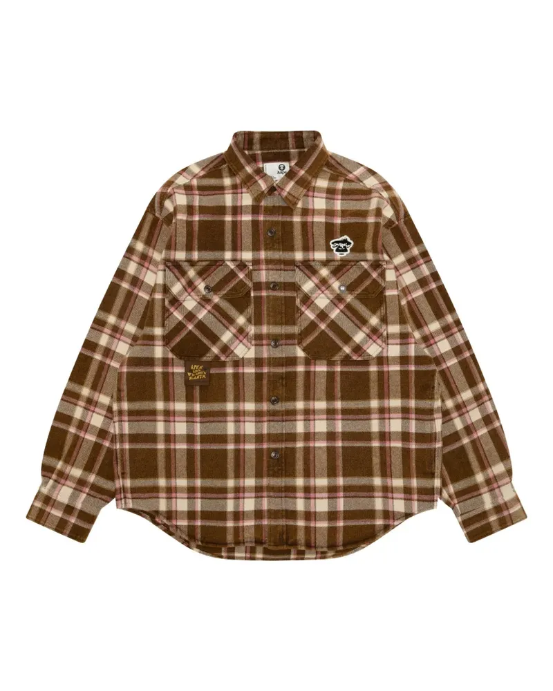 BAPE Kariertes Hemd mit Tasche - Braun Braun