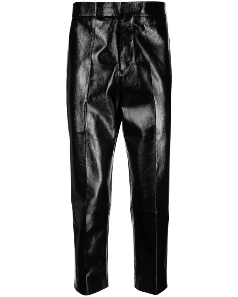 Sapio Cropped-Hose aus Leder - Schwarz Schwarz