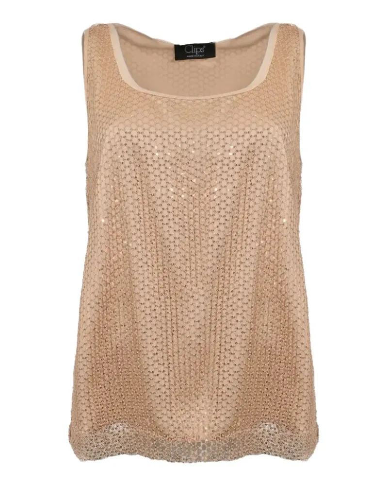 Clips sequin-embellished sleeveless tank top - Nude Nude
