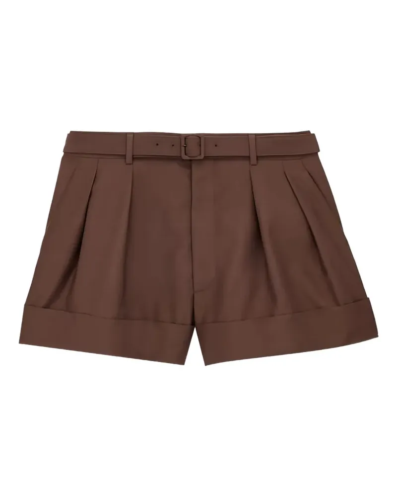 Saint Laurent belted-detail pleat-detail shorts - Braun Braun