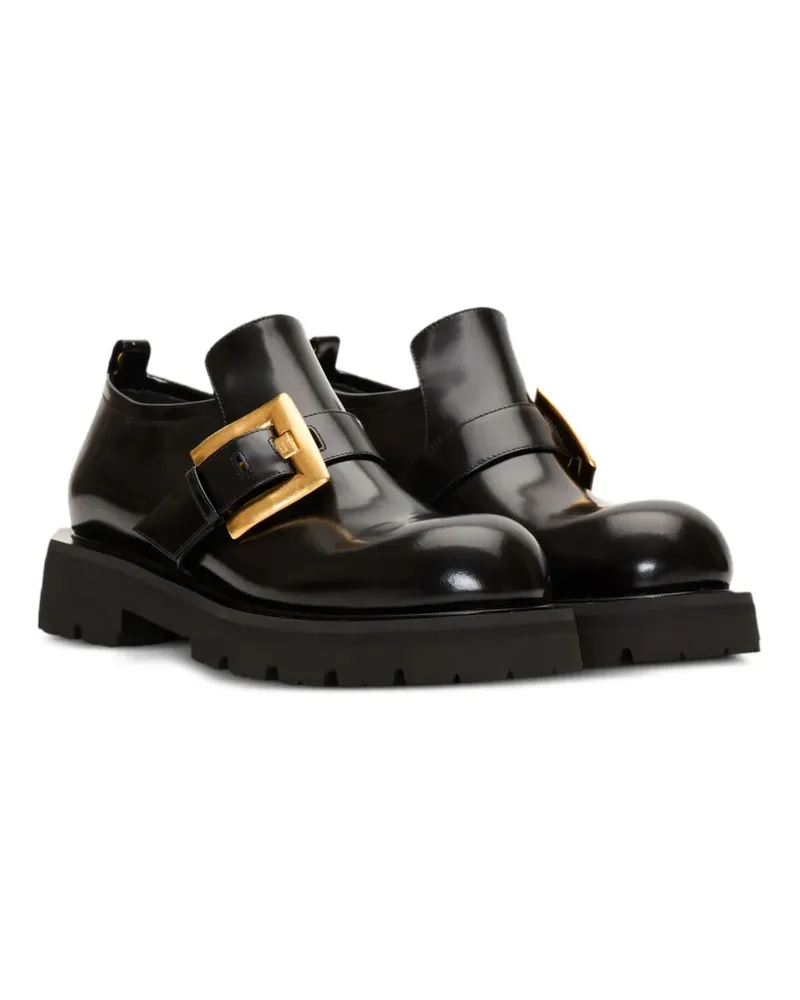 Balmain Anthem Loafer aus glasiertem Leder - Schwarz Schwarz