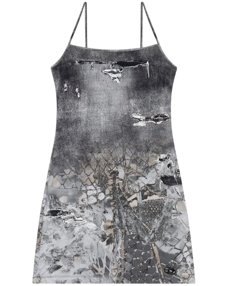 Diesel D-Hoppyn Minikleid mit Denim-Print - Grau Grau