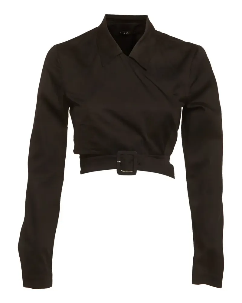 FourTwoFour on Fairfax cotton crop top - Schwarz Schwarz