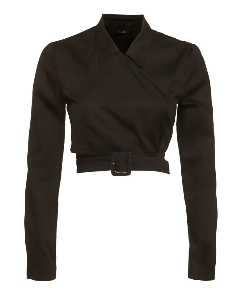FourTwoFour on Fairfax Cropped-Top aus Baumwolle - Schwarz Schwarz