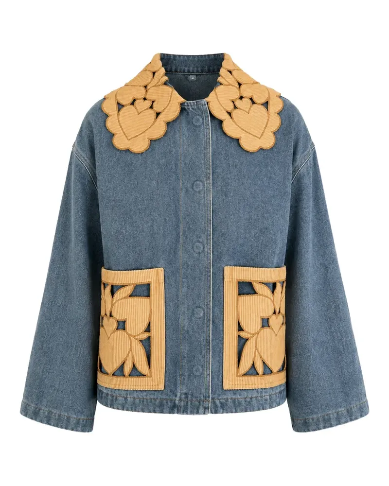 FARM Rio Richelieu Barn Jeansjacke mit Herz-Cut-Out - Blau Blau