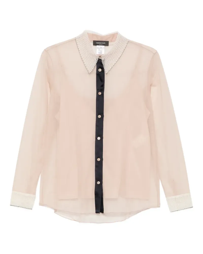 Fabiana Filippi Semi-transparente Bluse mit Spitzenkragen - Nude Nude