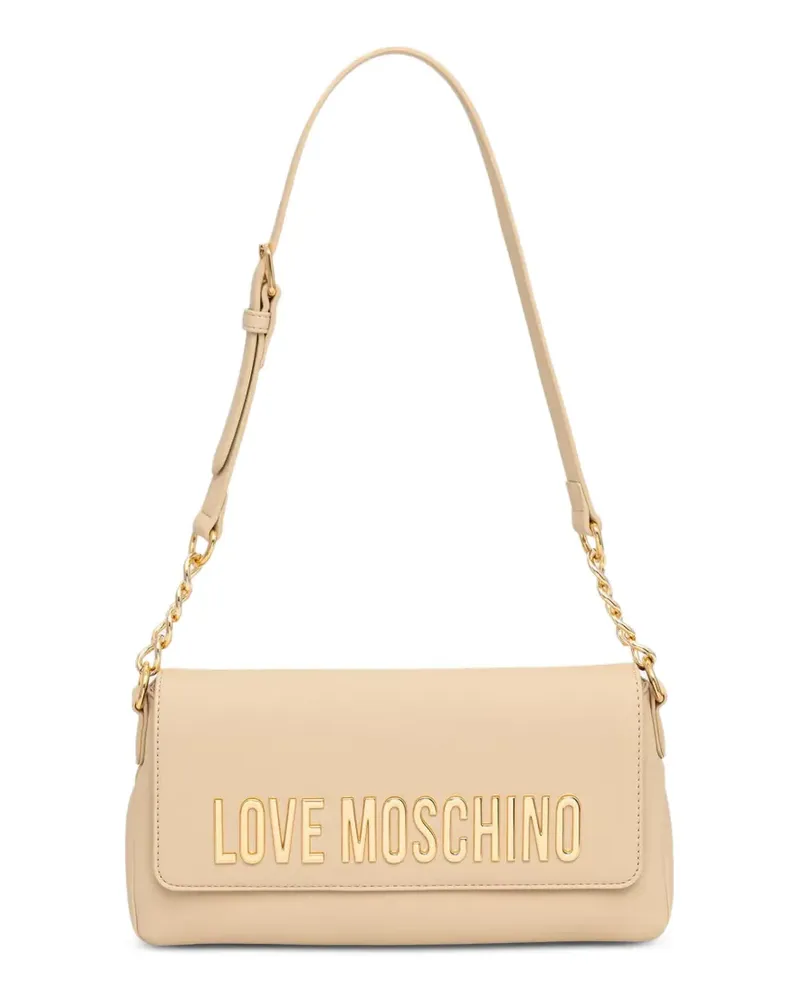 Moschino logo-plaque chain-link shoulder bag - Nude Nude