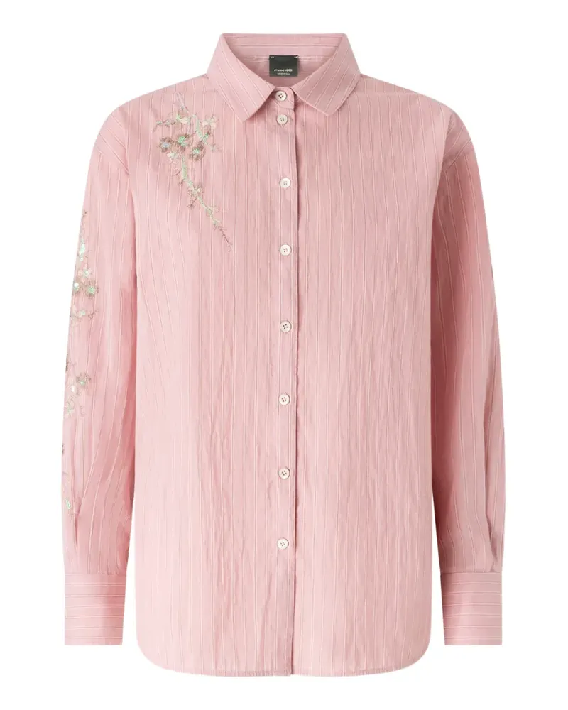 Pinko Gestreiftes Hemd mit Blumenstickerei - Rosa Rosa