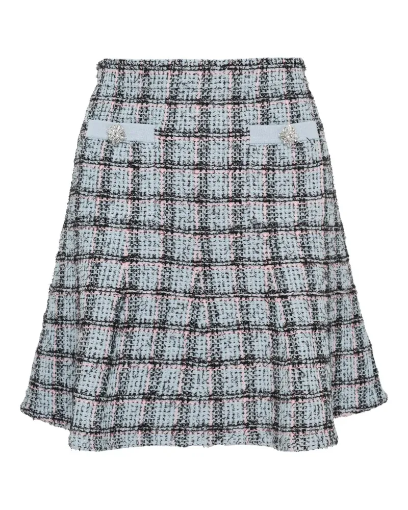 Self-Portrait check knit mini skirt - Blau Blau